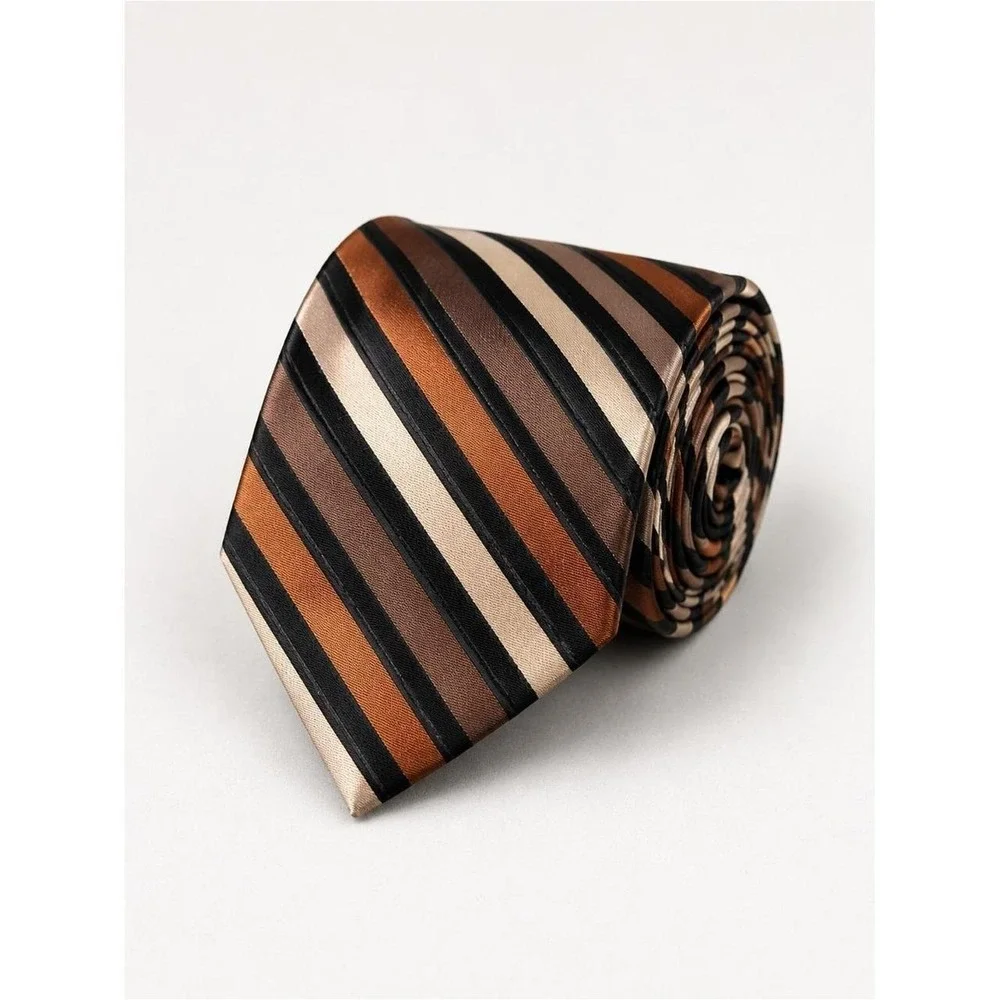 Mens Silk Striped Neck Tie Luxe Old Money Quiet Luxury Preppy Wedding